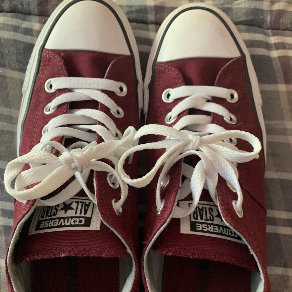 Maroon converse sneakers